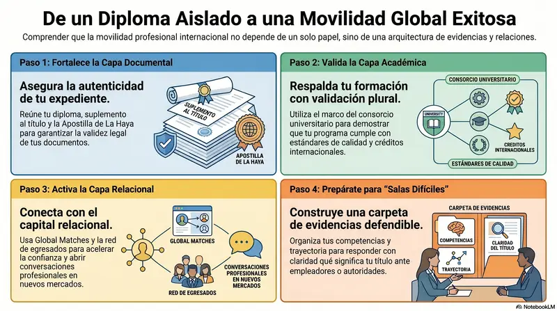 Infograma del artículo — Del diploma aislado al capital relacional: cómo una credencial viaja…