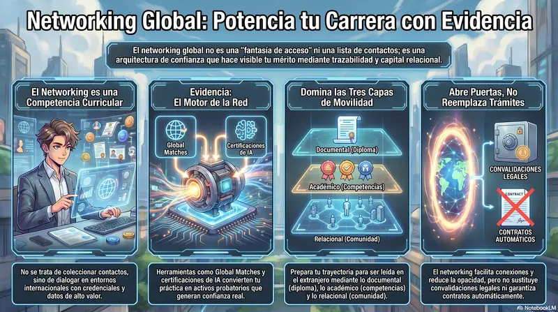 Infograma del artículo — Networking global con trazabilidad: la red que acelera trayectorias c…
