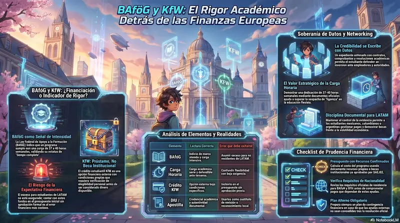 Infograma del artículo — apoyo público alemán a estudiantes, KfW y carga de tiempo completo: e…