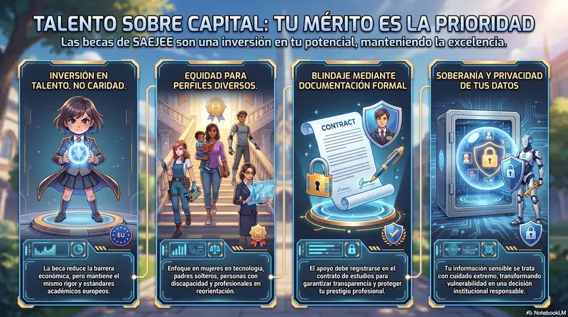 Infograma del artículo — Talento sobre Capital: becas como inversión en mérito, no como rebaja…