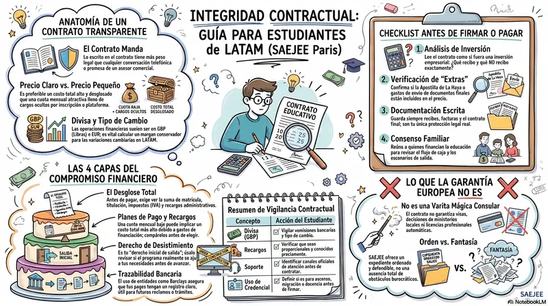 Infograma del artículo — Integridad contractual: leer el precio, el derecho de salida y la let…