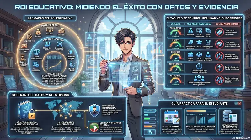 Infograma del artículo — ROI documentado: medir el retorno sin convertir la educación en prome…