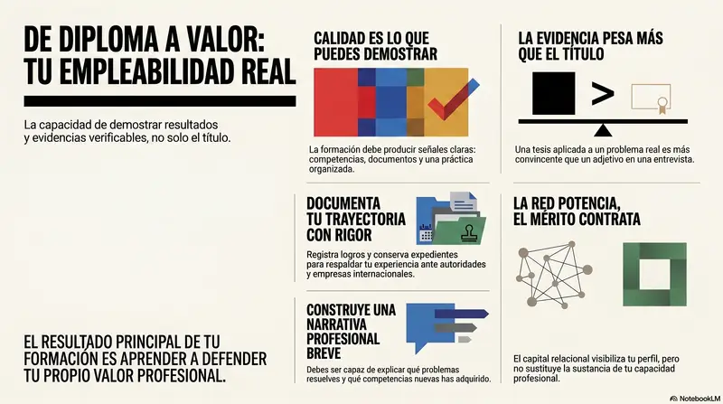 Infograma del artículo — Calidad orientada a resultados: del diploma bonito al perfil que demu…